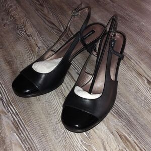 Array Jewel Womens Leather Cap Toe Slingback Heels  Sz 10.5 NWOT